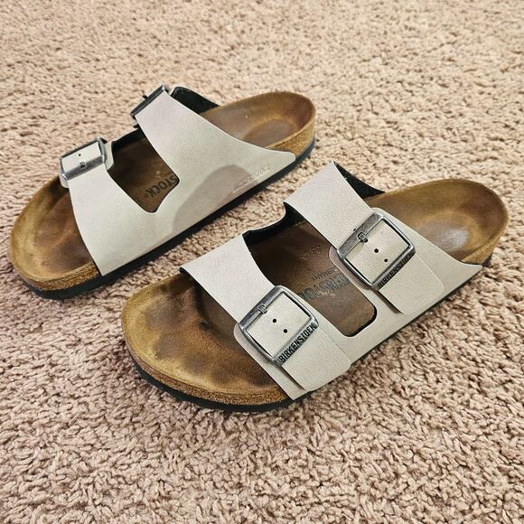 Birkenstock Arizona Sandals Womens 10 EU41 Pull Up Stone Leather 1003154 w Box - Picture 2 of 10